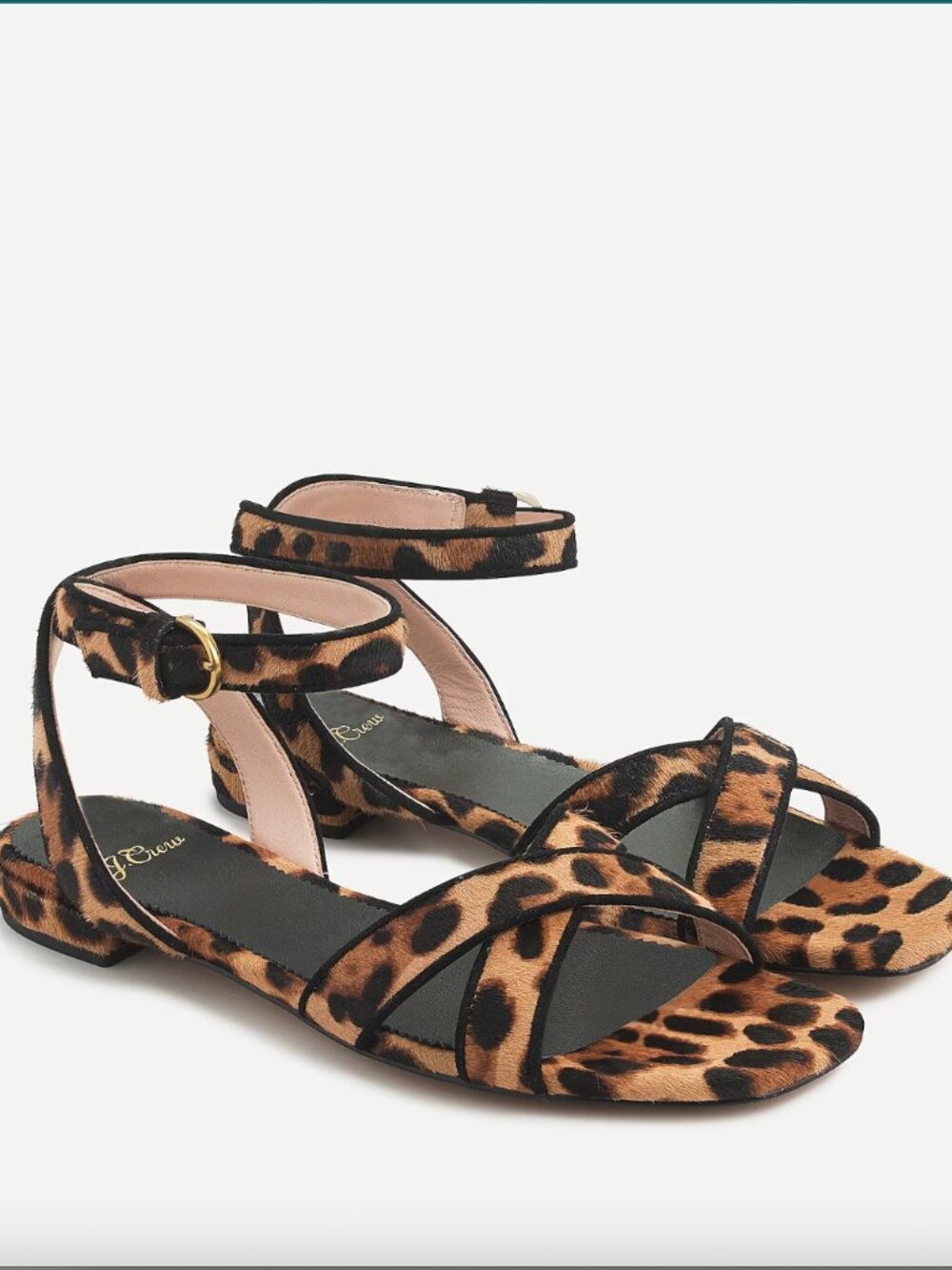 J Crew Abbie Calf Hair Square Toe Sandal Animal Print size 10